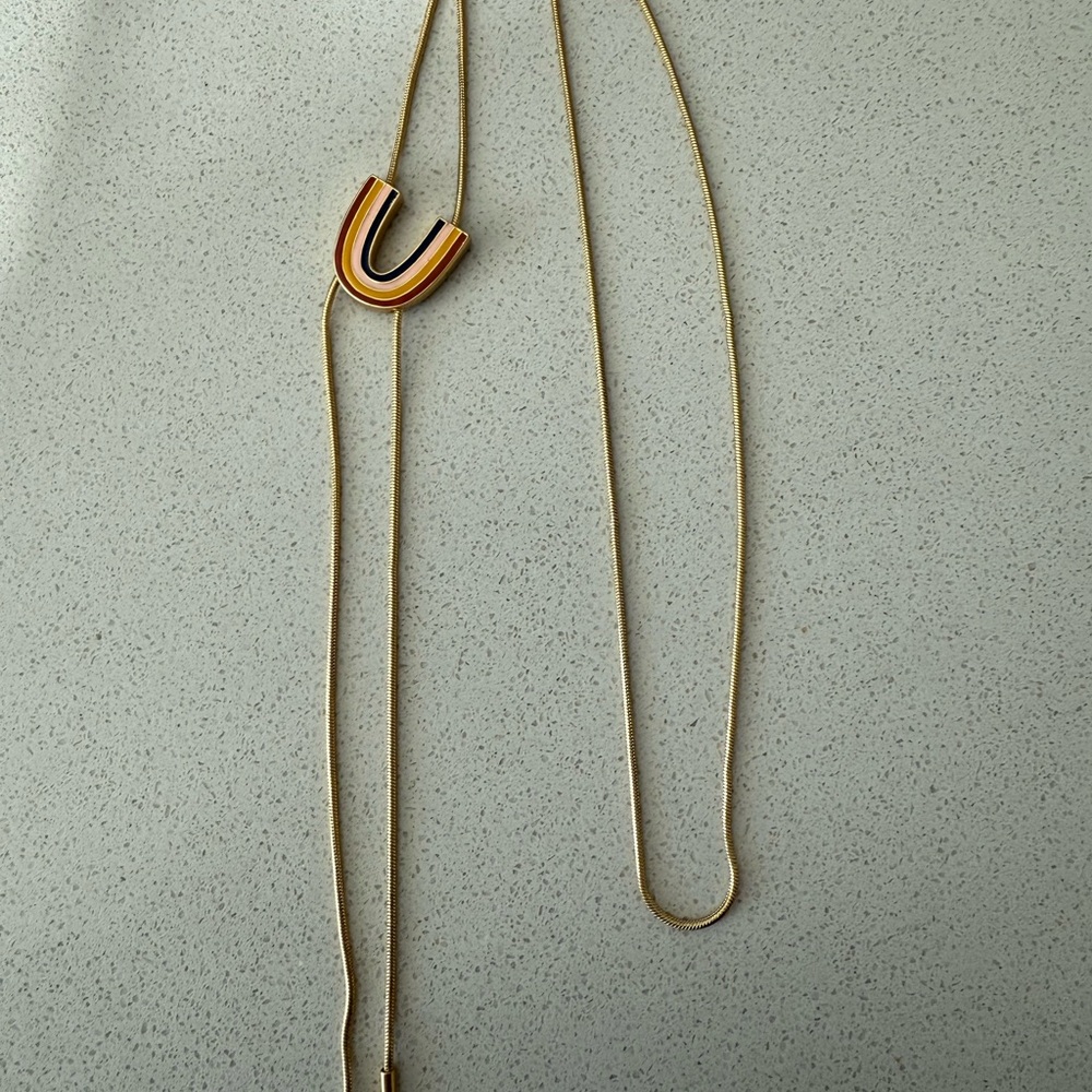 Madewell Gold and Multicolor Bolo Necklace